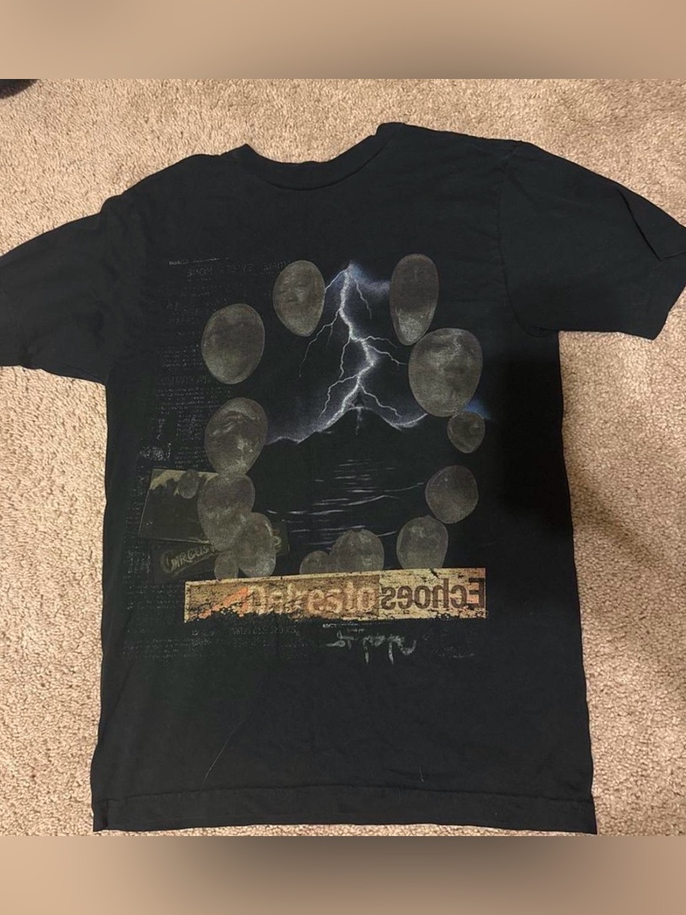 Cactus Jack by Travis Scott Black Short-Sleeve Tee with Lightning Circle Graphic